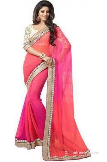 ST saree Solid Bollywood Georgette Sari ST saree Solid Bollywood Georgette Sari